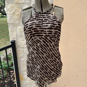 Michael Kors Halter Top - Leopard Print-Silk Size 6